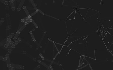 Abstract polygonal space low poly dark background, 3d rendering