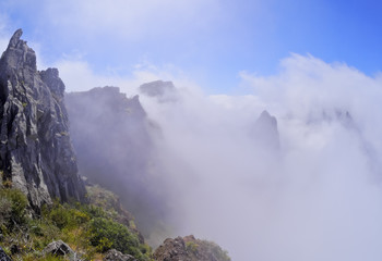 Portugal, Madeira, View of the mountains near Pico de Arieiro..