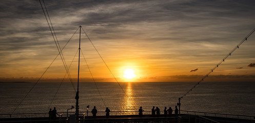Naklejka na ściany i meble sunset on the ship