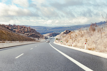 Driving on the highway in 