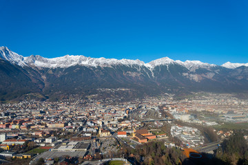 Panorama view from top of the Alp range in Innsbruck, Austria