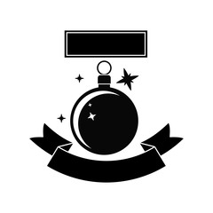 Sphere and ribbon icon. Christmas season decoration and celebration theme. Isolated design. Vector illustration