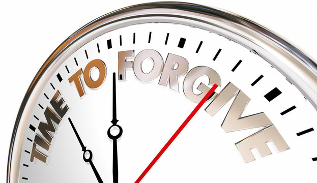 Time to Forgive Clock Forget Absolve Reconcile Sorry 3d Illustra