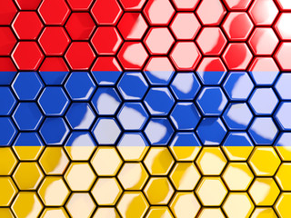 Flag of armenia, hexagon mosaic background