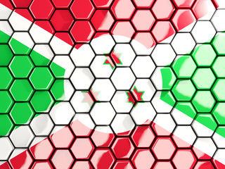 Flag of burundi, hexagon mosaic background
