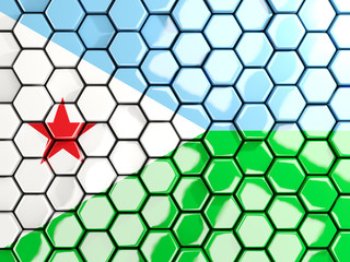 Flag of djibouti, hexagon mosaic background