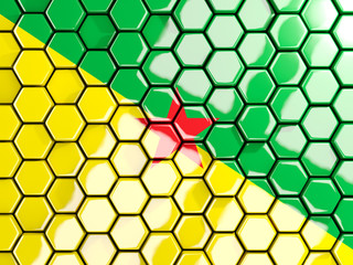Flag of french guiana, hexagon mosaic background