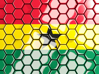 Flag of ghana, hexagon mosaic background
