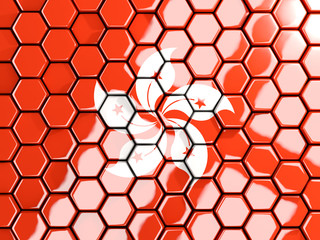 Flag of hong kong, hexagon mosaic background