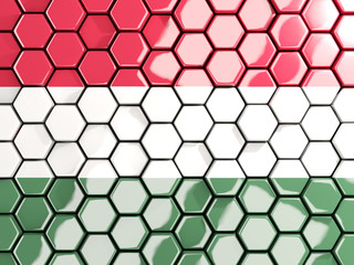 Flag of hungary, hexagon mosaic background