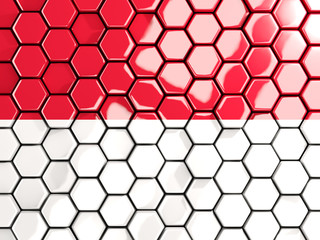 Flag of indonesia, hexagon mosaic background
