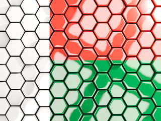 Flag of madagascar, hexagon mosaic background