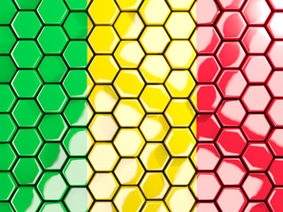 Flag of mali, hexagon mosaic background