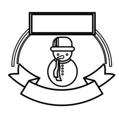 Snowman and ribbon icon. Christmas season decoration and celebration theme. Isolated design. Vector illustration