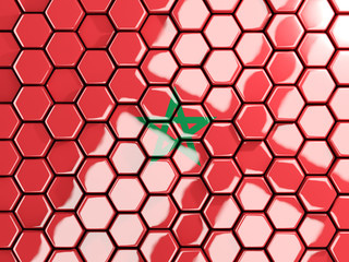 Flag of morocco, hexagon mosaic background