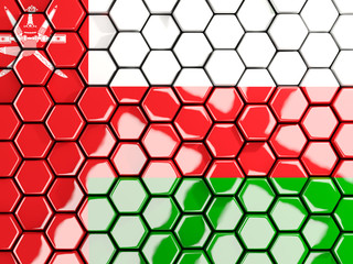 Flag of oman, hexagon mosaic background