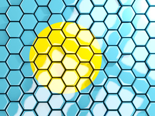 Flag of palau, hexagon mosaic background