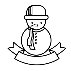 Snowman and ribbon icon. Christmas season decoration and celebration theme. Isolated design. Vector illustration