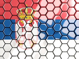 Flag of serbia, hexagon mosaic background