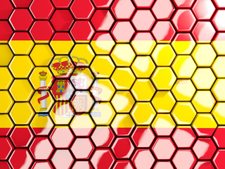 Flag of spain, hexagon mosaic background