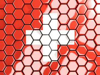 Flag of switzerland, hexagon mosaic background