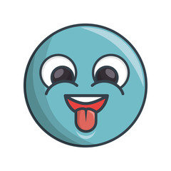 face circle emoticon kawaii style vector illustration design