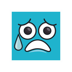 face square emoticon kawaii style vector illustration design