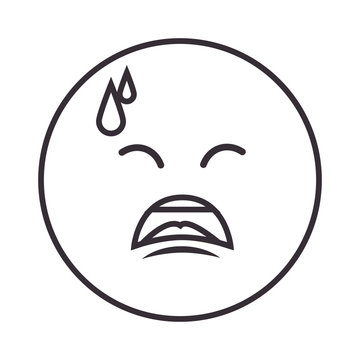 face circle emoticon kawaii style vector illustration design