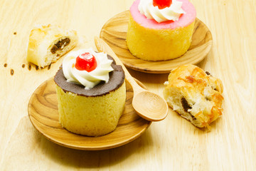 Cake and pieces of pudding