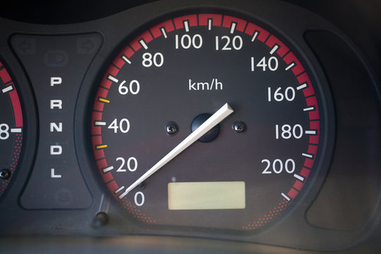 Detail of car speedometer