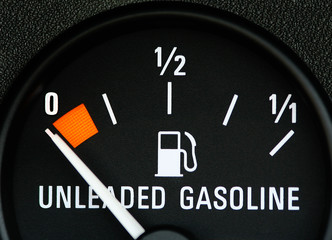 Gas gauge showing empty