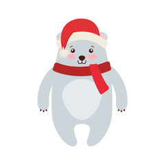 bear winter clothes character vector illustration design