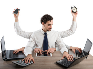 Businessman multitasking