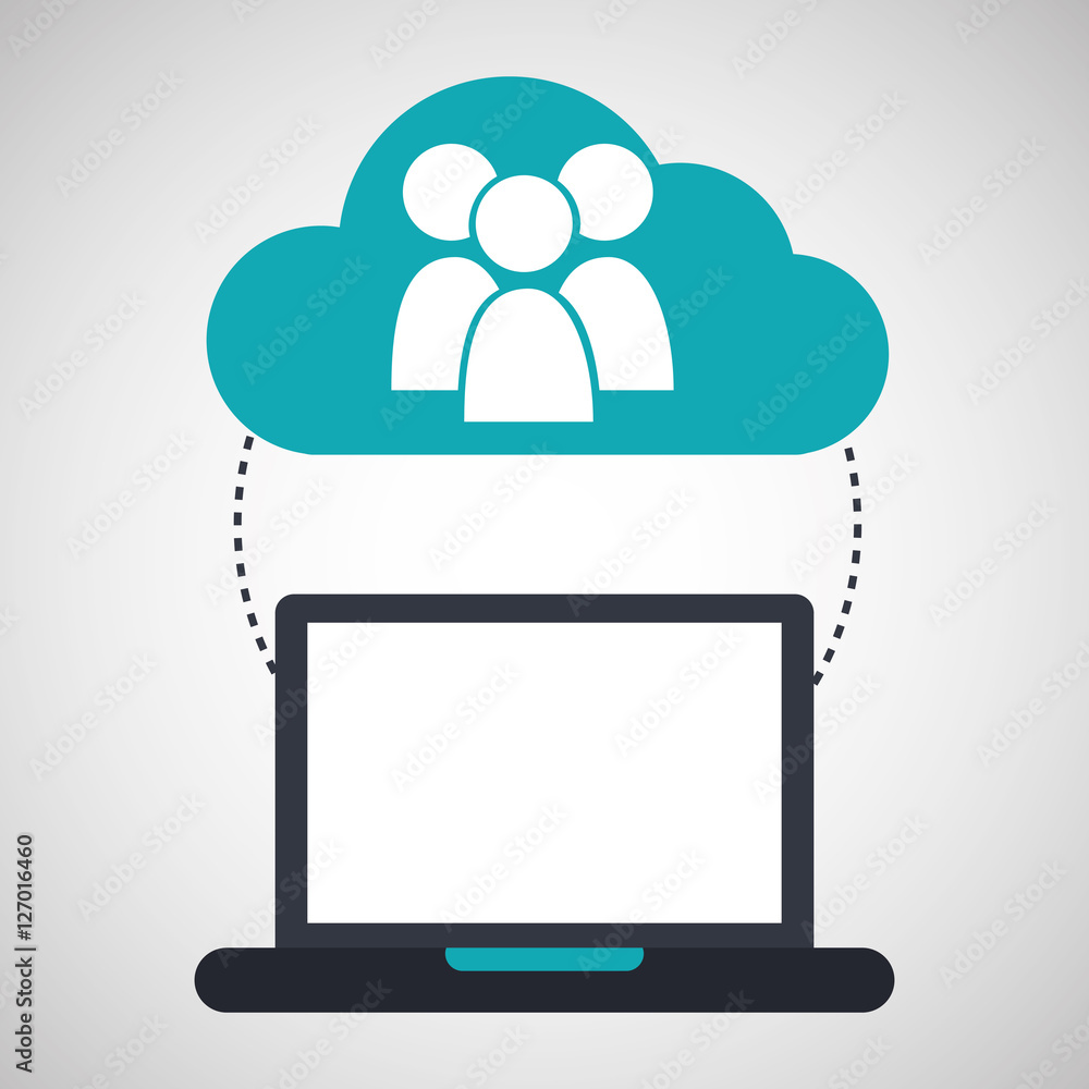 Poster computer cloud group connection network vector illustration eps 10