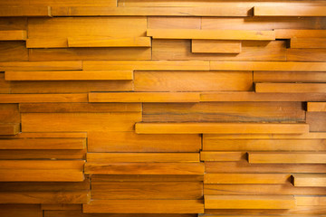 Random pattern and size of wood wall with beautiful light.