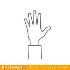 Open hand. Editable outline sketch icon.