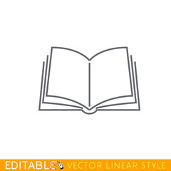 Open book. Editable outline sketch icon.