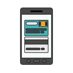 Credit card and smartphone icon. Money financial item commerce and market theme. Isolated design. Vector illustration