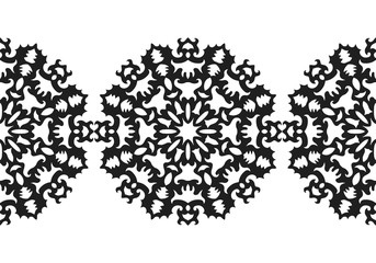 Snowflake. Christmas seamless pattern. Circular ornament, decorative lace. Vector illustration