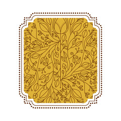 leaves ornament inside frame icon. Banner sticker badge and decorative theme. Isolated design. Vector illustration