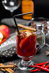 Mulled wine on a dark background