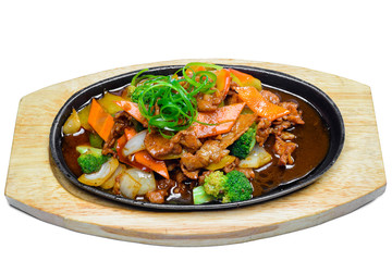 Korean meat on a wooden cutting board