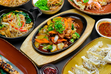 Korean meat on a wooden cutting board