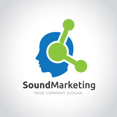 Sound marketing logo, head logo template.