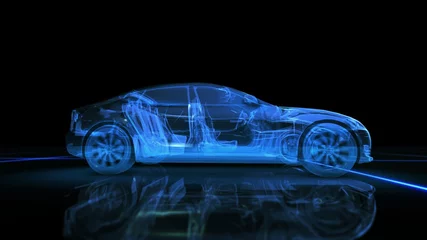 Afwasbaar Fotobehang Snelle auto Abstract 3D Car Animation