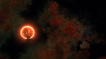 burning sun with flares