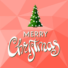 Beautiful Merry Christmas sign with tree