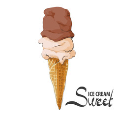 Chocolate ice cream in cone