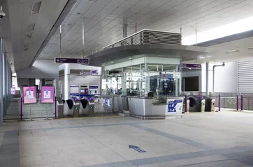 Schapenvacht deken met patroon Treinstation Ticketbalie en poort van Mass Rapid Transit Authority of Thail