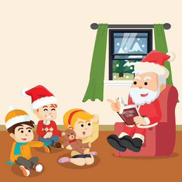 santa telling christmas story for kids